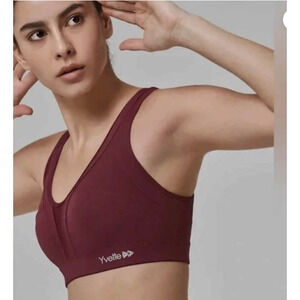 Yvette Women High Impact Sports Bras Criss Cross Back Sexy Running Bra Sz 36 A-C